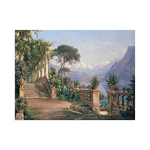 DìMò ART Kunstdruck auf Leinwand auf Leinwand, Motiv Aagaard, Carl Frederic Lodge on Lake Como von DìMò ART