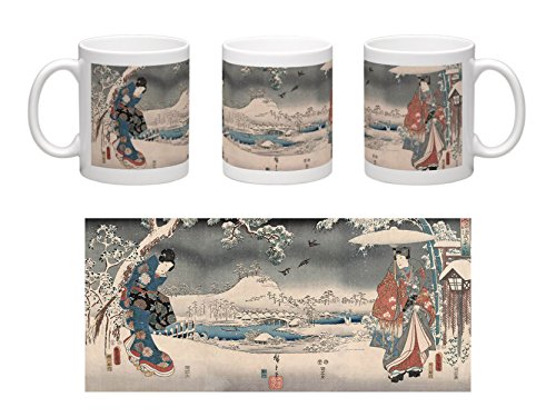 DìMò ART Personalisierte Keramiktasse Ando Hiroshige Snowy Landscape with a Woman and a Man, 1853 von DìMò ART