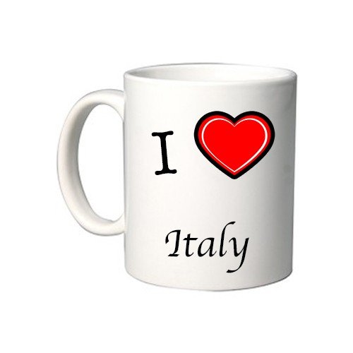Tasse mit Aufschrift „I Love Heart Italy“, personalisierbar von DìMò ART