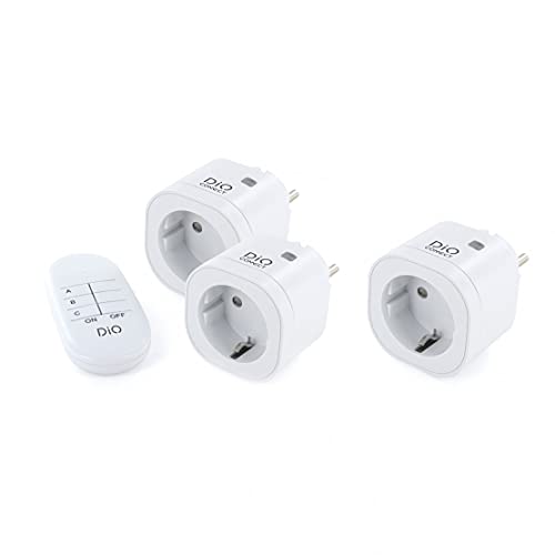 DiO Connect – 3 WLAN- und Funksteckdosen (SCH - Typ F) Funkfrequenz 433 MHz + Fernbedienung von DiO Connected home