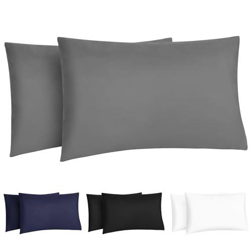 DiULi Kissenbezug 40x60 2er Set Grau, Mikrofaser Kopfkissenbezüge mit Gummiband, Bügelfrei, Hypoallergen für Kissen DiULi Kissenbezug 40x60 2er Set Grau, Mikrofaser Kopfkissenbezüge mit Gummiband, Bügelfrei, Hypoallergen für Kissen von DiULi