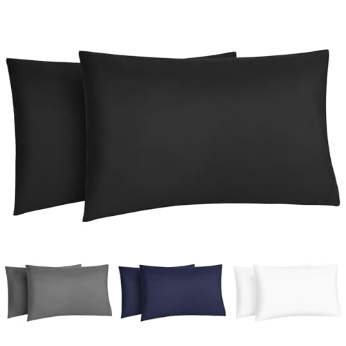 DiULi Kissenbezug 40x60 2er Set Schwarz, Mikrofaser Kopfkissenbezüge mit Gummiband, Bügelfrei, Hypoallergen für Kissen DiULi Kissenbezug 40x60 2er Set Schwarz, Mikrofaser Kopfkissenbezüge mit Gummiband, Bügelfrei, Hypoallergen für Kissen von DiULi