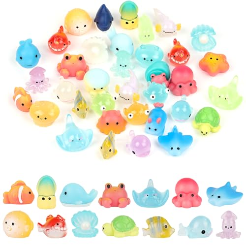 DiULi Mini Meerestiere Harz, 36 Stück Mini Resin Schildkröte, Fisch, Krabbe, Qualle, Figuren Miniatur Mini Figuren für DIY Aquarium Garten Landschaft Puppenhäuser von DiULi
