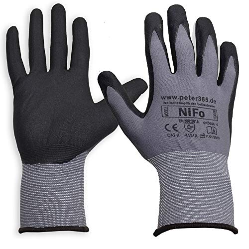 Arbeitshandschuhe NiFo Gr. 10 (12er Pack, Nitril Schaum Beschichtung, Montage- und Gartenhandschuhe, langlebig, 4131, CE geprüft, hoher Tragecomfort) von DiVo