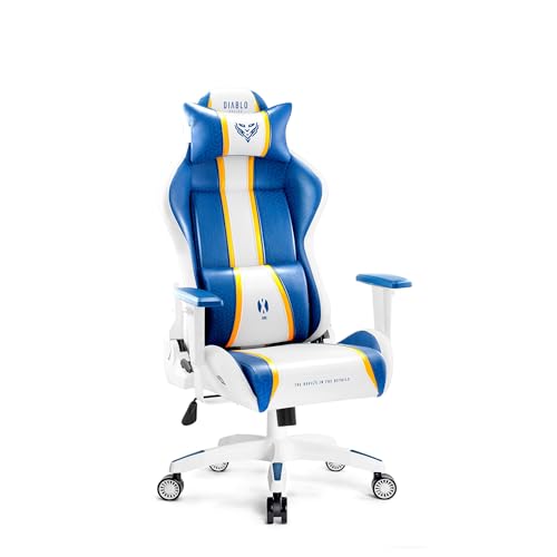 Diablo Chairs Gaming-Stuhl X-One 2.0 ergonomischer Drehstuhl mit Lendenkissen und Kopfstütze Öko-Leder HDS Tilttech-Verstellung Armtech-Armlehnen 64 x 33 x 120 cm Aquablau von Diablo