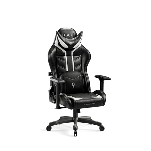 Diablo Chairs Gaming-Stuhl X-Ray 2.0 Kleiner ergonomischer Stuhl mit Lendenkissen und magnetischer Kopfstütze Öko-Leder HDS Air ProSpine Support 65x35,5x123 cm Schwarz-Weiß Diablo Chairs Gaming-Stuhl X-Ray 2.0 Kleiner ergonomischer Stuhl mit Lendenkissen und magnetischer Kopfstütze Öko-Leder HDS Air ProSpine Support 65x35,5x123 cm Schwarz-Weiß von Diablo