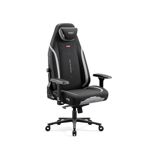 Diablo Ergonomischer Gaming Stuhl Stoff X.Eye Prime Pc Stuhl mit Magnet-Kopfstütze Gaming Sessel Kühlfunktion Gaming Stuhl Ergonomisch Strapazierfähiger Stoff Gaming Chair 140 kg Burned Black von Diablo