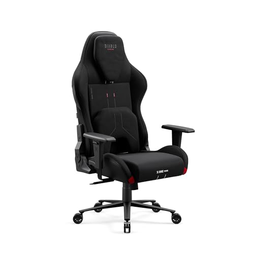 Diablo Gaming Stuhl Stoff X.One Prime – Gamer Stuhl Ergonomisch mit Magnetische Kopfstütze und Kühlender Sitz - Robuste Metallbasis, Höhenverstellbare Armlehnen - Pc Stuhl, Gaming Chair 140 kg von Diablo