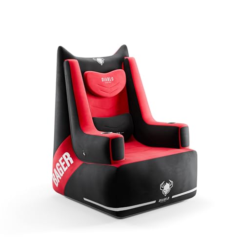 Diablo Gaming Stuhl mit Pumpe – Bager | Luftsessel mit Ergonomische Kissen und 2 Getränkehalter | Chill Sessel Bis 120kg | Gaming Sessel mit Verstellbare Unterstützung | Schwarz-Rot von Diablo