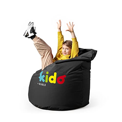 Diablo Kindersitzsack KIDO by Sitzsack mit Füllung Gaming Sessel Beanbag PVC-Beschichtung Wasserabweisend 110 cm x 80 cm x 80 cm (Schwarz) von Diablo