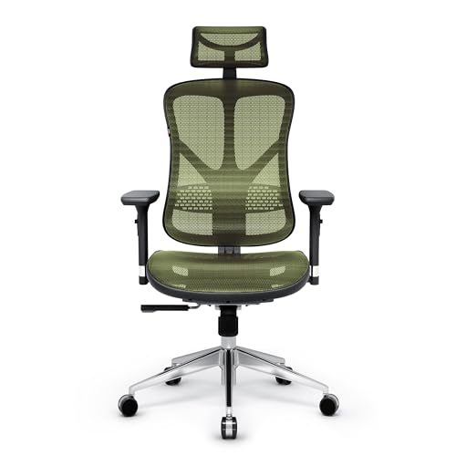 Diablo V-Basic Bürostuhl Ergonomisch Schreibtischstuhl Drehstuhl mit integrierter Lendenwirbelstütze 3D Armlehnen Verstellbare Kopfstütze Wippfunktion Höhenverstellbar (schwarz/grün) von Diablo