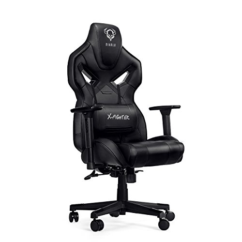 Diablo X-Fighter Gaming Stuhl Bürostuhl Verstellbare Armlehnen 3D Lendenkissen Wippfunktion Kunstlederbezug Perforiert Farbwahl (schwarz) von Diablo