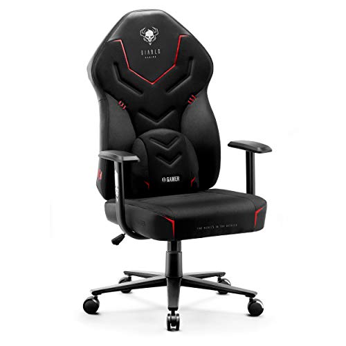 Diablo X-Gamer 2.0 Gaming Stuhl Bürostuhl Stoffbezug Ergonomisches Design Lendenwirbelkissen Softpadauflage (Schwarz) von Diablo