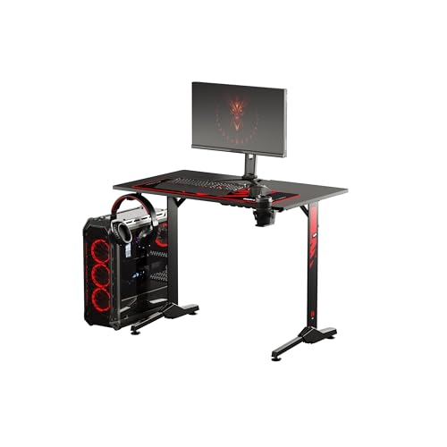 Diablo X-Mate Gaming Tisch 100 cm x 75 cm x 60 cm Schreibtisch PC Computertisch Ergonomisch Carbon Tischplatte Kopfhörerhaken Getränkehalter Rutschfester Fußschutz von Diablo