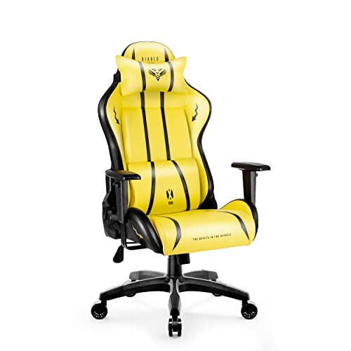 Diablo X-One 2.0 Gaming Stuhl Bürostuhl Schreibtischstuhl Verstellbare Armlehnen Ergonomisches Design Nacken/-Lendenkissen Electric Yellow Normal (L) von Diablo