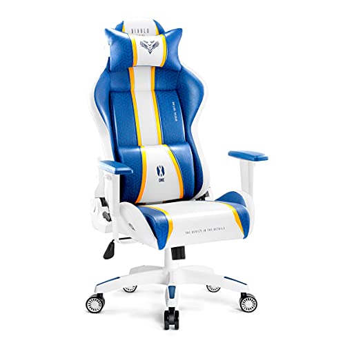 Diablo X-One 2.0 Gaming Stuhl Gamer Chair Bürostuhl Schreibtischstuhl Verstellbare Armlehnen Ergonomisches Design Nacken/-Lendenkissen Wippfunktion Aqua Blue King (XL) von Diablo