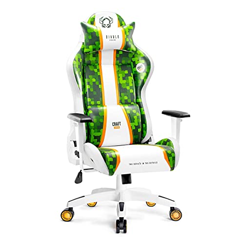 Diablo X-One 2.0 Gaming Stuhl Gamer Chair Bürostuhl Schreibtischstuhl Verstellbare Armlehnen Ergonomisches Design Nacken/-Lendenkissen Wippfunktion Craft King (XL) von Diablo