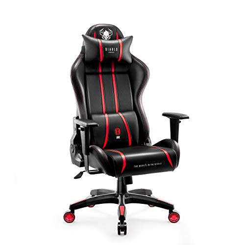 Diablo X-One 2.0 Gaming Stuhl Gamer Chair Bürostuhl Schreibtischstuhl Verstellbare Armlehnen Ergonomisches Design Nacken/-Lendenkissen Wippfunktion Rot Normal (L) von Diablo