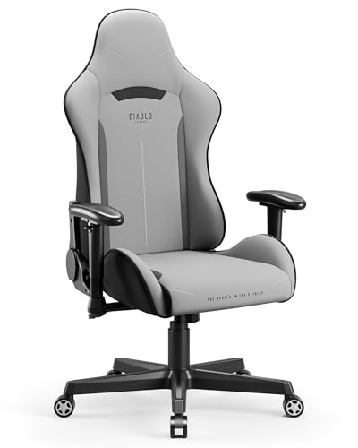 Diablo X-ST4RTER Gaming Stuhl Chair Bürostuhl Schreibtischstuhl Ergonomisch Stoffbezug 2D Armlehnen Kippmechanismus (Grau) von Diablo