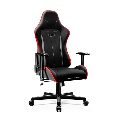Diablo X-ST4RTER Gaming Stuhl Chair Bürostuhl Schreibtischstuhl Ergonomisch Stoffbezug 2D Armlehnen Kippmechanismus (Schwarz (LED)) von Diablo