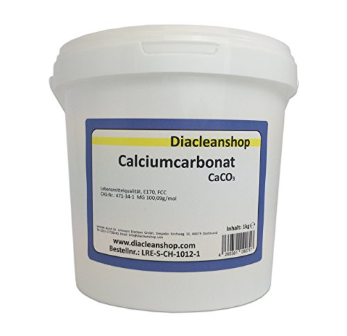 Calciumcarbonat 1kg in Lebensmittelqualität - E170-100% natürlicher Ursprung - CaCO3-1000g - Kalk - Kreide - Kreidefarbe – Rasenkalk – Kalzium von DIACLEANSHOP