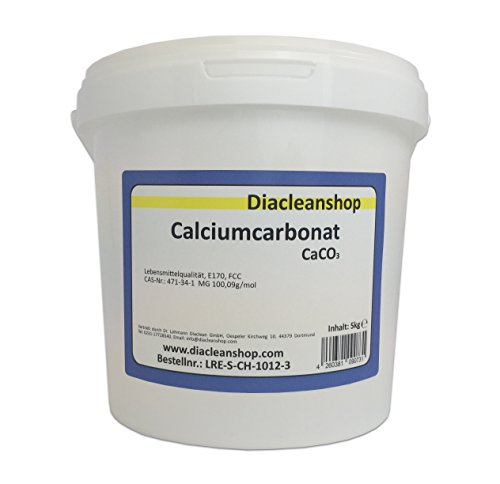 DIACLEANSHOP Pulver, Calciumcarbonat 5kg in Lebensmittelqualität - E170-100% natürlicher Ursprung - CaCO3-5000g - Kalk - Kreide - Kreidefarbe – Rasenkalk – Kalzium von DIACLEANSHOP