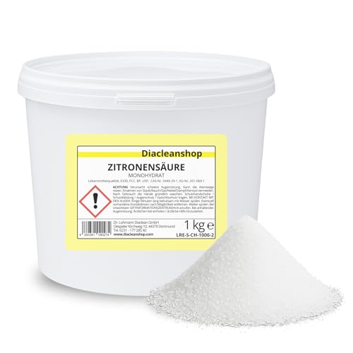 DIACLEANSHOP Zitronensäure Pulver 1kg - Lebensmittelqualität E330 von DIACLEANSHOP