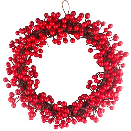 Diadia_Home Künstlich türkranz,Kranz Weihnachten Türkranz Wandkranz Künstlich,Tür-Kranz Winter Weihnachten Rote Beeren, Weihnachten Dekor，Herbstkranz für Erntedank (35 cm) von Diadia_Home