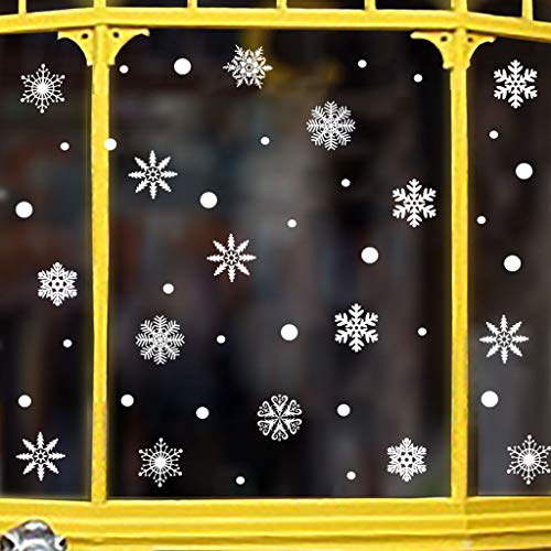 Fensterdeko Schneeflocken Weihnachten Fensterbilder Fenstersticker Abnehmbare Fensterdeko Statisch Haftende PVC Aufkleber für Weihnachts-Fenster Dekoration Weihnachtsdeko (A) von Diadia_Home