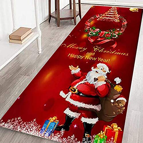 Weihnachten Home rutschfeste Tür Fußmatten Hall Teppiche Küche Decor Badematte Badteppiche Rutschfester Badvorleger rutschfest Matte Fussmatte Schmutzfangmatte Weihnachtsdeko (60x180cm, Stil D) von Diadia_Home