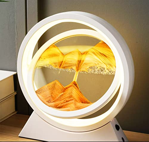 Bewegliche Sandkunst Tischlampe, 360° drehbare Sanduhr mit Tiefsee-Motiv,Fließender Sand LED Licht,Flüssigsand-Bild Lampe,Dekorative Schreibtischlampe mit beruhigendem Sandeffekt (Gold) von Diagwache