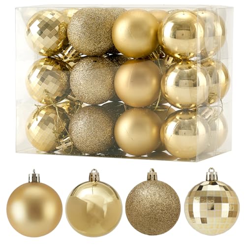 Diahom Weihnachtskugel, 24 Karat, 4,9 cm, Gold, Mini-Weihnachtsschmuck zum Aufhängen, für Bäume, Kranz, Girlande, Hochzeit, Party, Zuhause, Büro, Geschäft, Dekorationen von Diahom