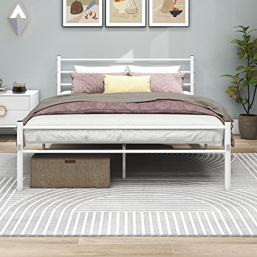 Diahomy Metallbett mit Lattenrost Bettrahmen Doppelbett 120 x 200 cm, Weiß von Diahomy