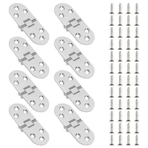 Diakey 8 Pack 180 Grad Falttischscharnier, Schwerlast Zinklegierung Nähmaschine Flip Top Scharnier Butler Tray Scharnier mit Schrauben für Möbelschranktür, 7.8x3cm (Silver) von Diakey