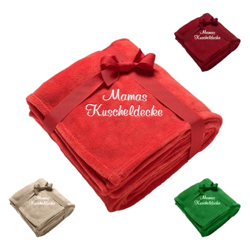 Diamandi Kuscheldecke mit Namen Bestickt - Decke mit Stickerei in 180 x 130 cm - Rot, Grün, Sand oder Bordeaux - personalisiert mit Wunsch-Text - Geschenkidee für Baby & Mama von Diamandi