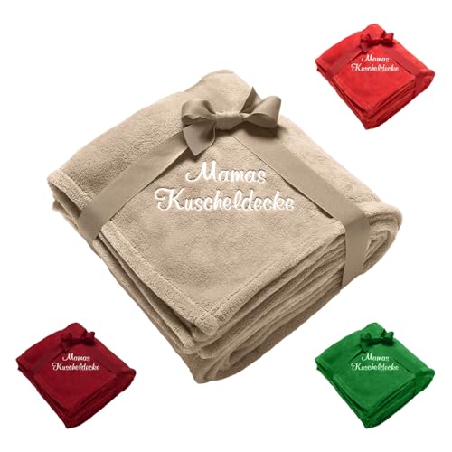 Diamandi Kuscheldecke mit Namen Bestickt - Decke mit Stickerei in 180 x 130 cm - Rot, Grün, Sand oder Bordeaux - personalisiert mit Wunsch-Text - Geschenkidee für Baby & Mama (Sand) von Diamandi