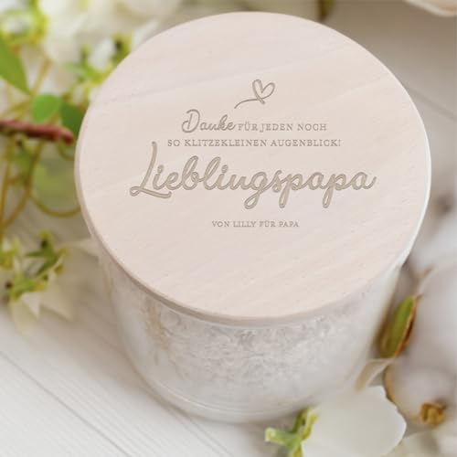 Diamandi - Vorratsglas mit Holzdeckel personalisiert/eigener Name/Geschenk für Freunde/Abschiedsgeschenk für Lehrer/Geschenk für Kollegen/Bonbonglas/Lieblingspapa/Aufbewahrung / 880ml von Diamandi