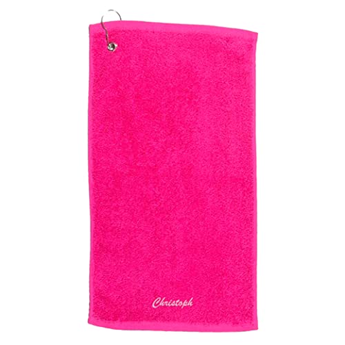 Diamandi Golfhandtuch mit individueller Stickerei - Personalisiertes Golf Handtuch in versch. Farben - Schlägertuch Golfen (Fuchsia - Pink) 50 x 30cm von Diamandi