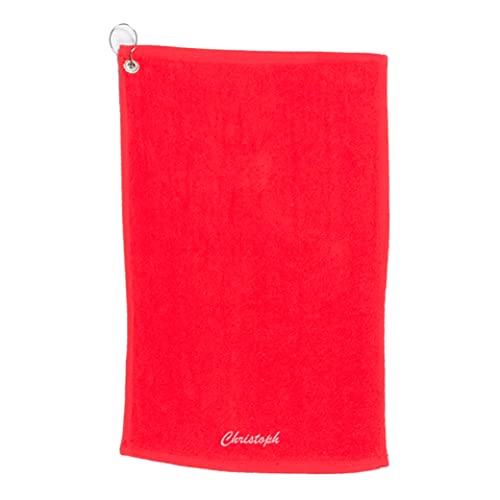 Diamandi Golfhandtuch mit individueller Stickerei - Personalisiertes Golf Handtuch in versch. Farben - Schlägertuch Golfen (Rot) 50 x 30cm von Diamandi
