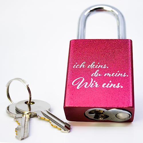 Liebesschloss mit Gravur | Vorhängeschloss mit Schlüssel als persönliches Geschenk | Geschenk zum Valentinstag | Rot von Diamandi