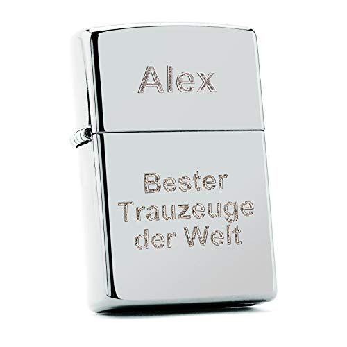 ZIPPO mit Gravur auf beiden Seiten mit Ihren Text gravieren Lassen | echte Diamantgravur | Chrom poliert von Diamandi