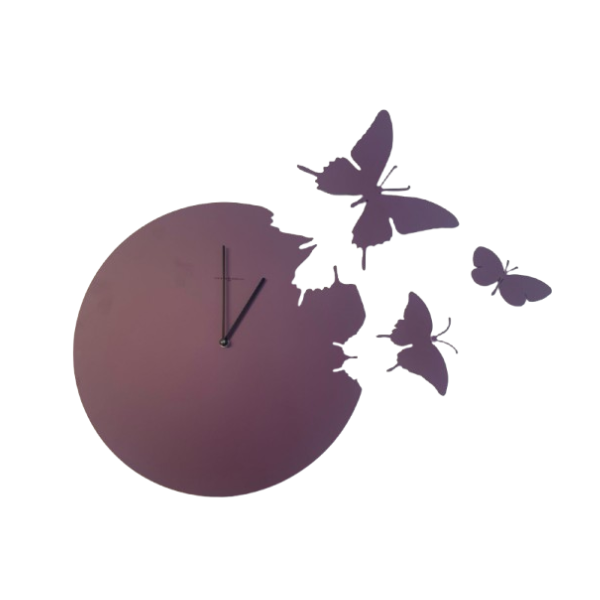 Wanduhr Schmetterling aus lackiertem Stahl (lila), Diamantini&Domeniconi von Diamantini&Domeniconi