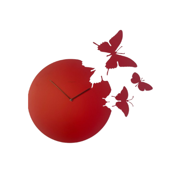 Wanduhr Schmetterling aus lackiertem Stahl (rot), Diamantini&Domeniconi von Diamantini&Domeniconi
