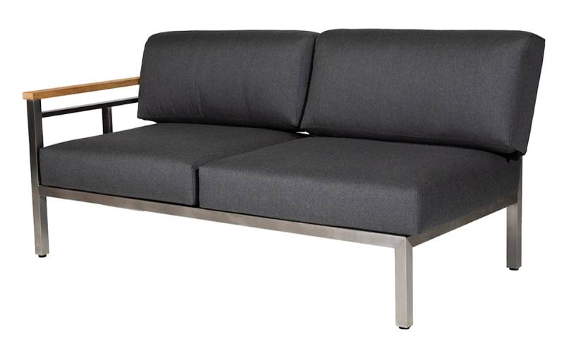 Diamond Garden 2er Loungesofa GOMERA Sun & Rain links, Edelstahl / Tuvatextil (100 % Polyacryl) Schwarz/Silber von Diamond Garden