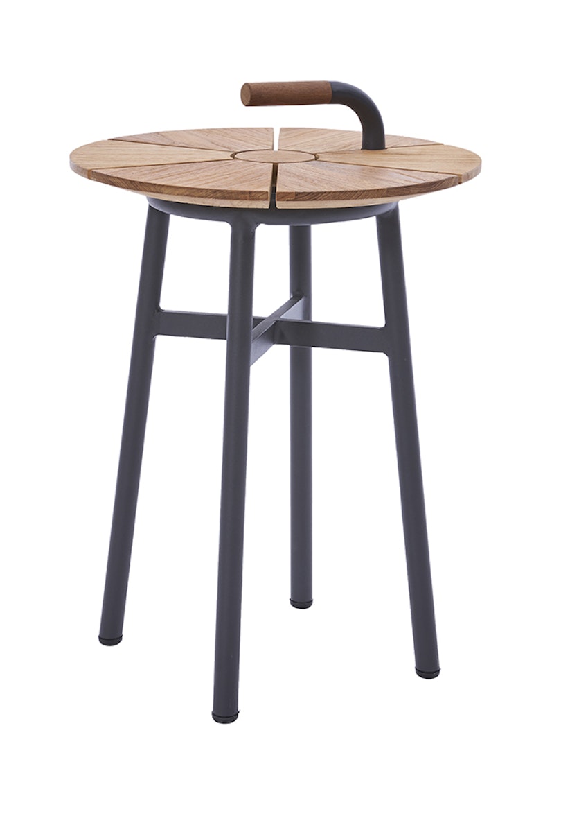 Diamond Garden Beistelltisch NORA Ø 42cm, Aluminium Dunkelgrau / Recycled Teak von Diamond Garden