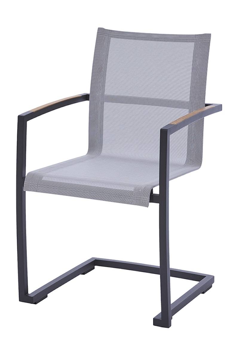 Diamond Garden Swingstuhl VALENCIA, Edelstahl Dunkelgrau / Sunproof Sling Silber/Weiß / Teak-Armlehnen - Auslaufartikel von Diamond Garden