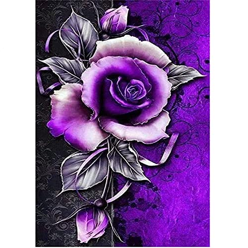 5D Diamond Painting Full Drill Set,Lila Rose,DIY Erwachsenen Kinder Large Diamantmalerei Kreuzstich mosaik, verwendet für Heim oder Bürodekoration Handwerk Geschenk 30x50cm von Diamond painting SAHONG