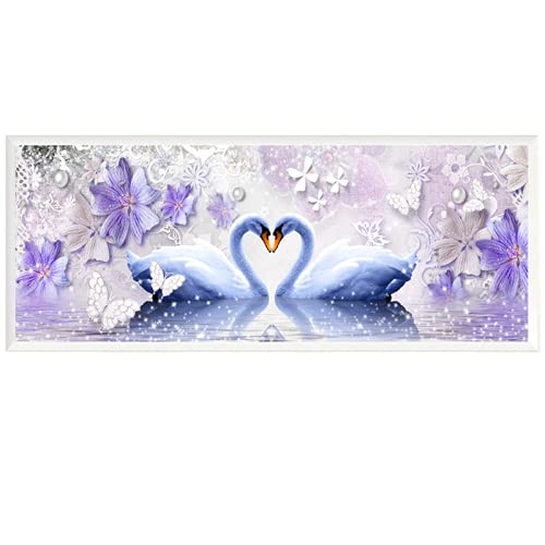 DIY 5D Diamant Malerei kits Malen nach Zahlen Zwei Schwäne groß Diamond Painting Bilder Vollbohrer Stickerei Kreuzstich Kristall Strass Gemälde für Home Wanddekoration Mosaik Geschenk 40x80cm von Diamond painting YOUDONG