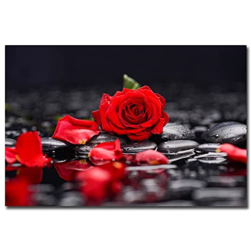 DIY 5D Diamant Malerei kits Malen nach Zahlen rote Rose groß Diamond Painting Bilder Vollbohrer Stickerei Kreuzstich Kristall Strass Gemälde für Home Wanddekoration Mosaik Geschenk 50x120cm von Diamond painting YOUDONG