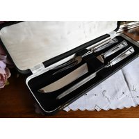 Kreuzritter Schnitzset, Versilberte Griffe, Vintage, Art Deco Design von DianaVintageEmporium